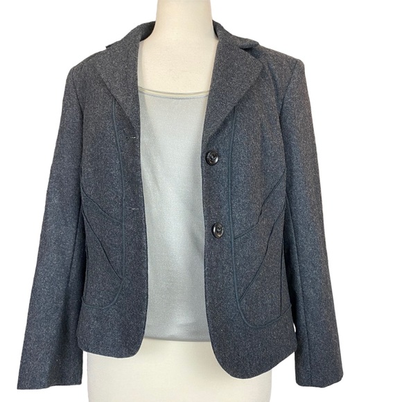 🌟🌟Host Pick✨✨HARVE BENARD Petite Long Sleeve Wool Blend Blazer Jacket Size 10 - Picture 2 of 7